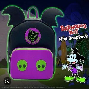 Bats Day Mini Backpack – Black & Purple with Green Accents
